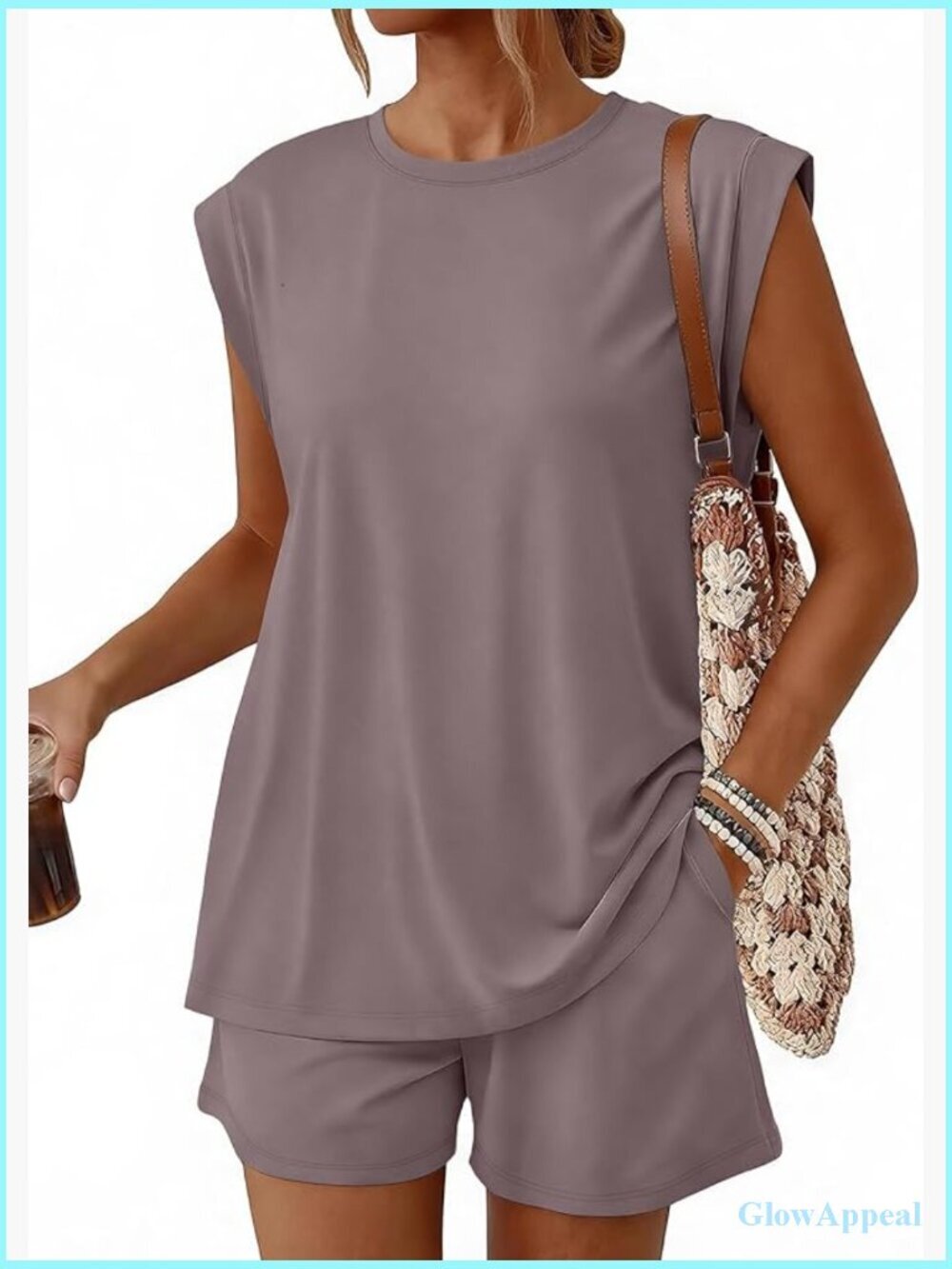 Matching Lounge Set Cap Sleeve Top & Loose Shorts with Pockets